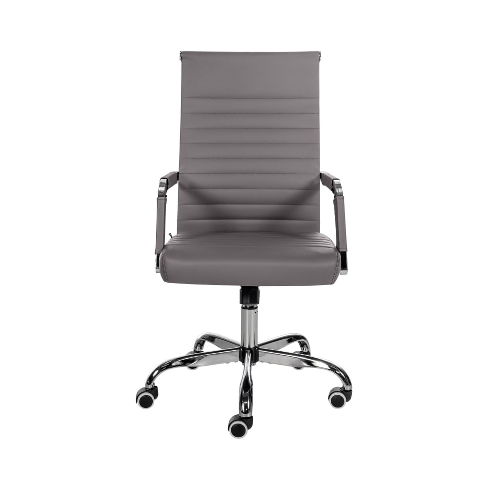 Chaise de bureau Amadora CLP grise avec assise réglable et piétement chromé — vue 2