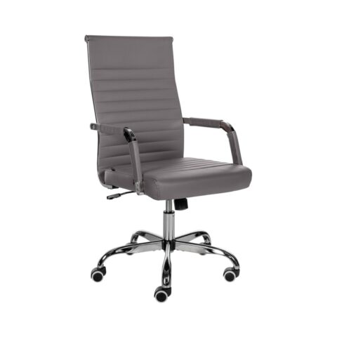 Chaise de bureau Amadora CLP grise avec assise réglable et piétement chromé