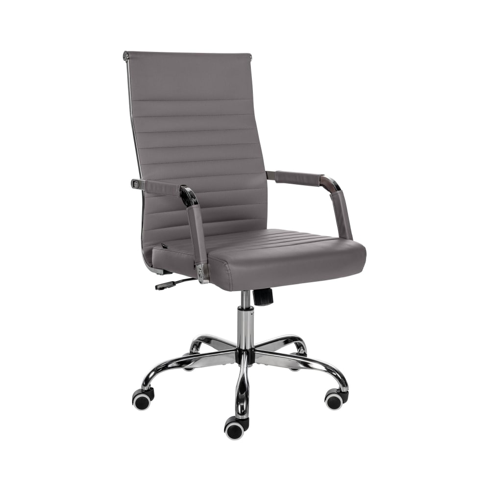 Chaise de bureau Amadora CLP grise avec assise réglable et piétement chromé