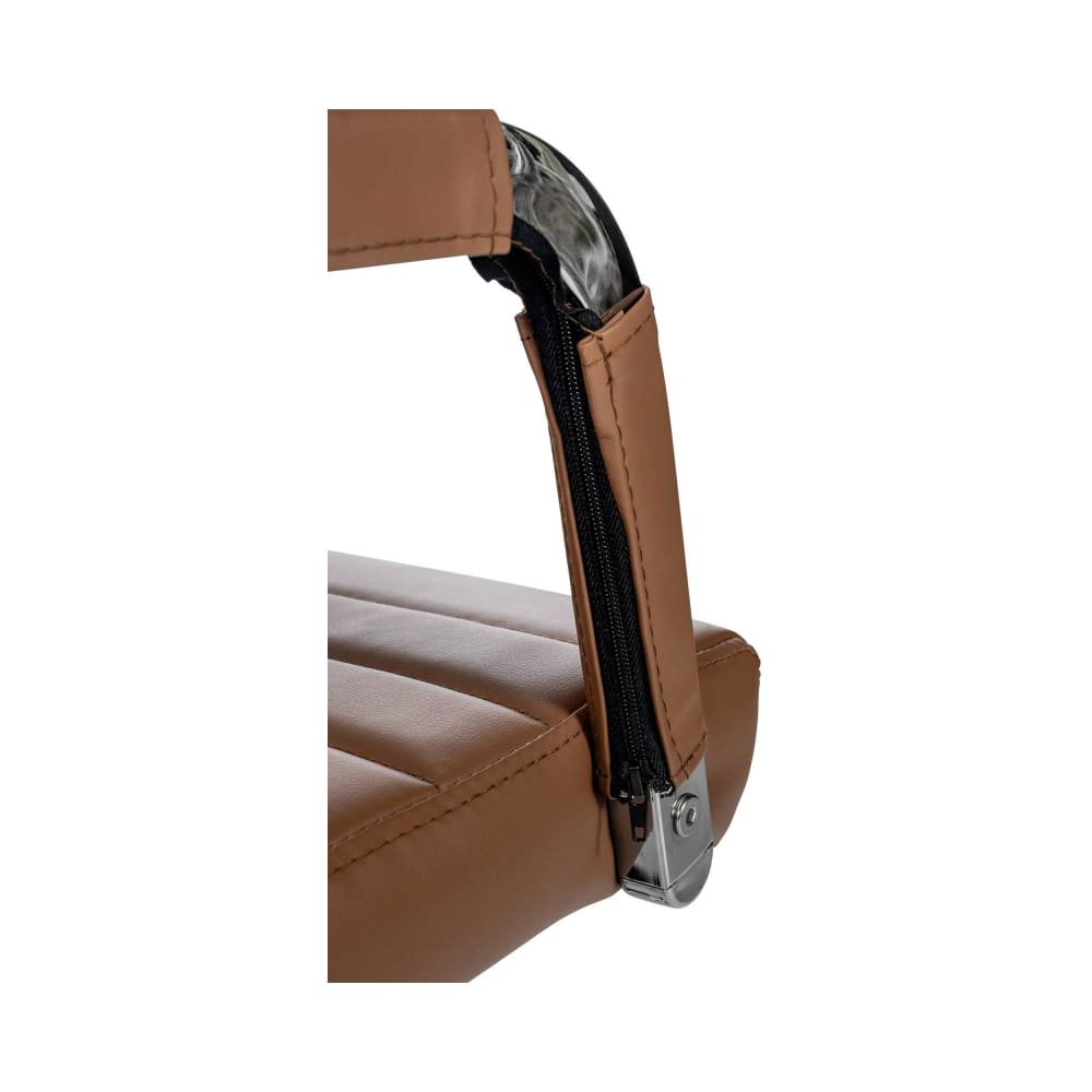 Chaise de bureau Amadora marron clair, pivotante avec assise réglable et piétement chromé — vue 7