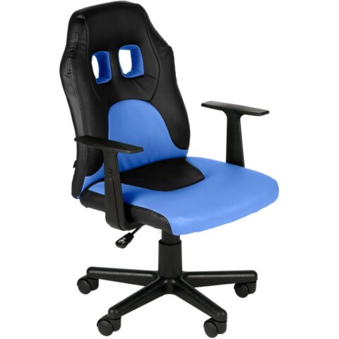 Chaise de bureau CLP Fun noire et bleue avec assise rembourrée et roulettes
