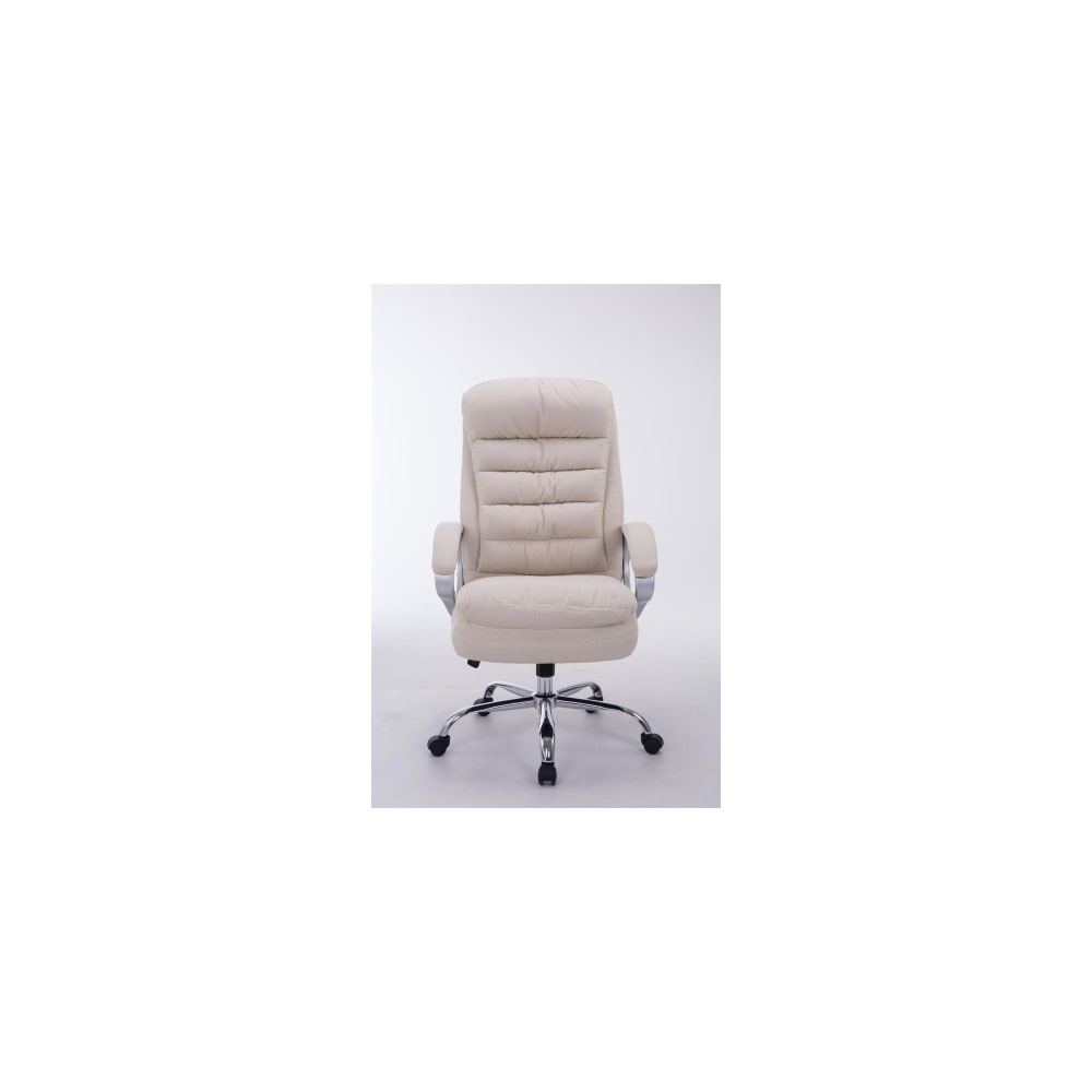 Fauteuil de bureau CLP Big Vancouver crème, tissu rembourré et base à roulettes — vue 3