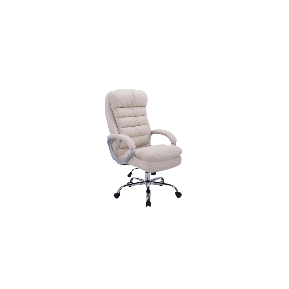 Fauteuil de bureau CLP Big Vancouver crème, tissu rembourré et base à roulettes