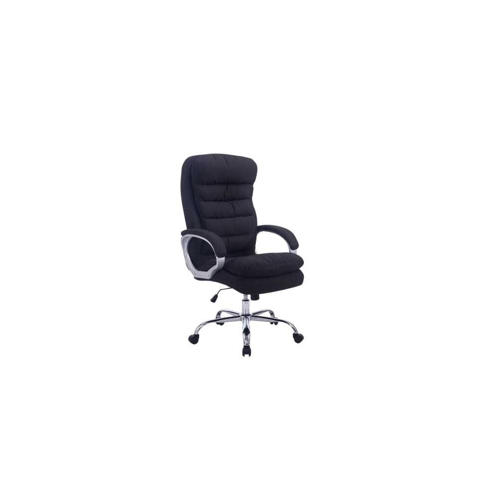 Fauteuil de bureau CLP Big Vancouver noir en tissu avec accoudoirs rembourrés