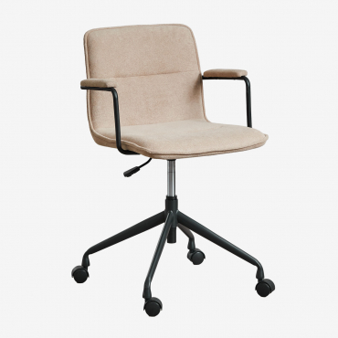 Chaise de bureau Seifert en tissu avec accoudoirs, roulettes et piètement étoile