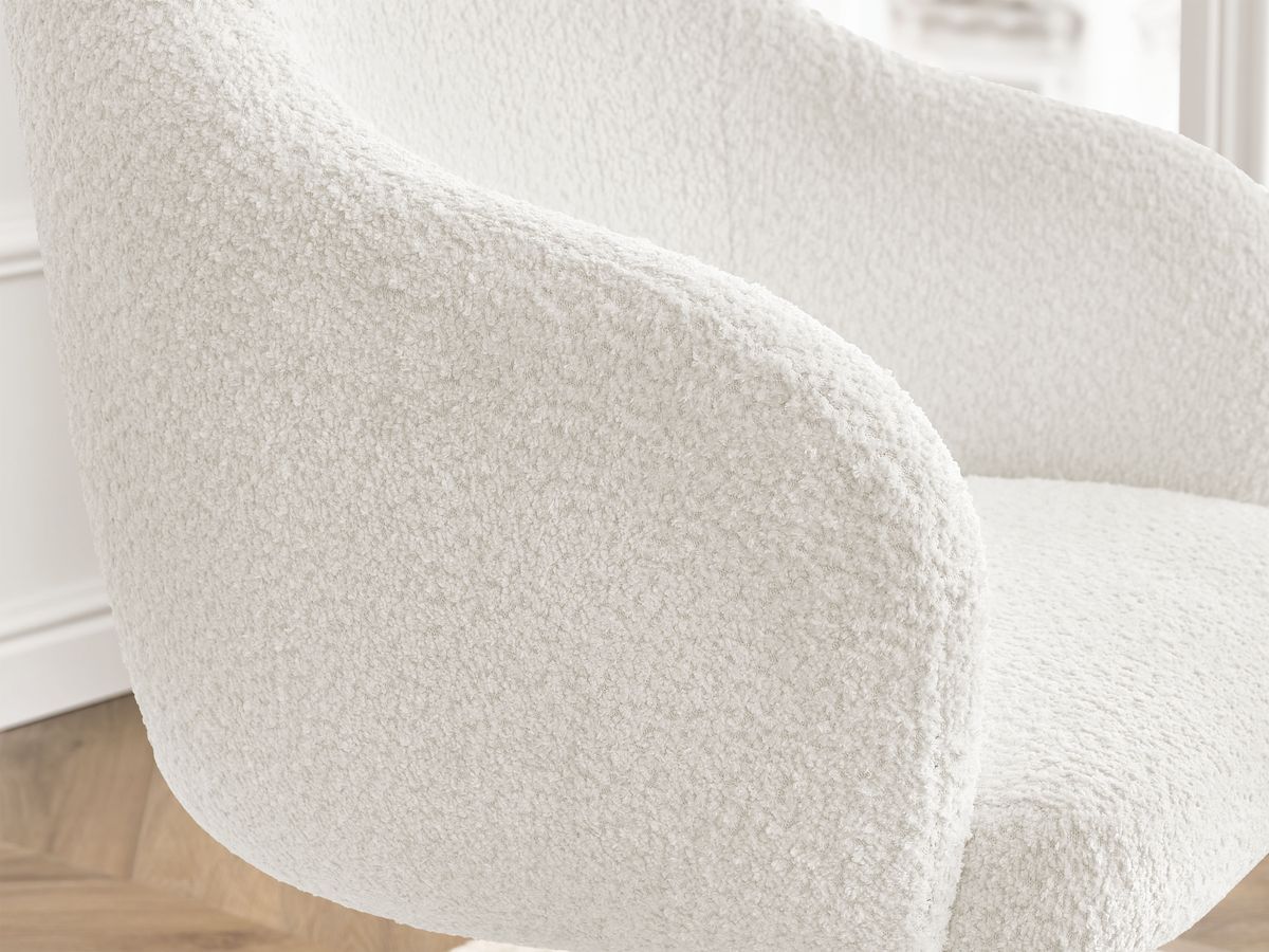 La chaise de bureau BOBOCHIC SOPHIE en bouclette blanche, avec roulettes et accoudoirs — vue 9