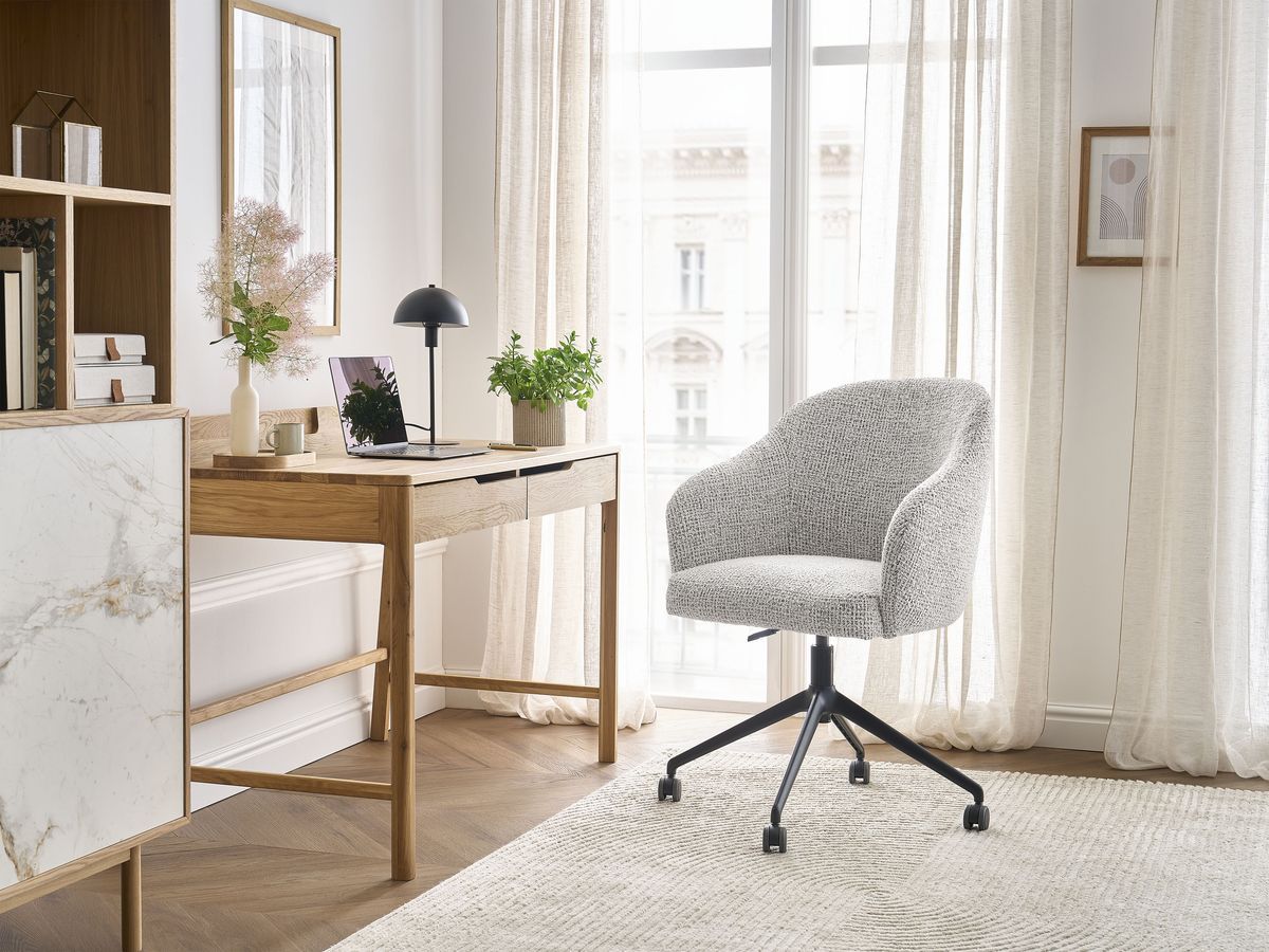 Chaise de bureau SOPHIE BOBOCHIC gris clair en tissu chiné à roulettes — vue 2