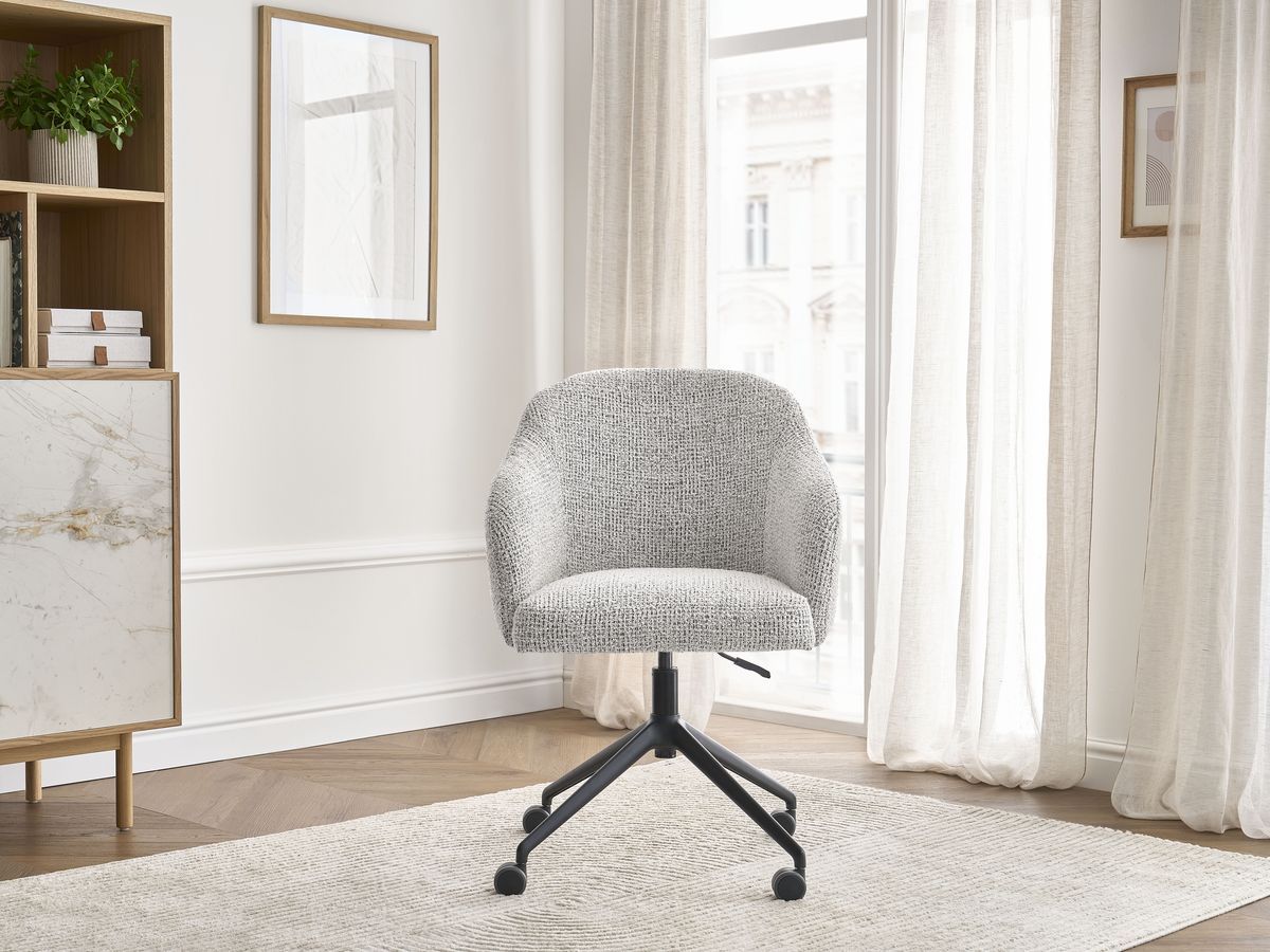 Chaise de bureau SOPHIE BOBOCHIC gris clair en tissu chiné à roulettes — vue 3