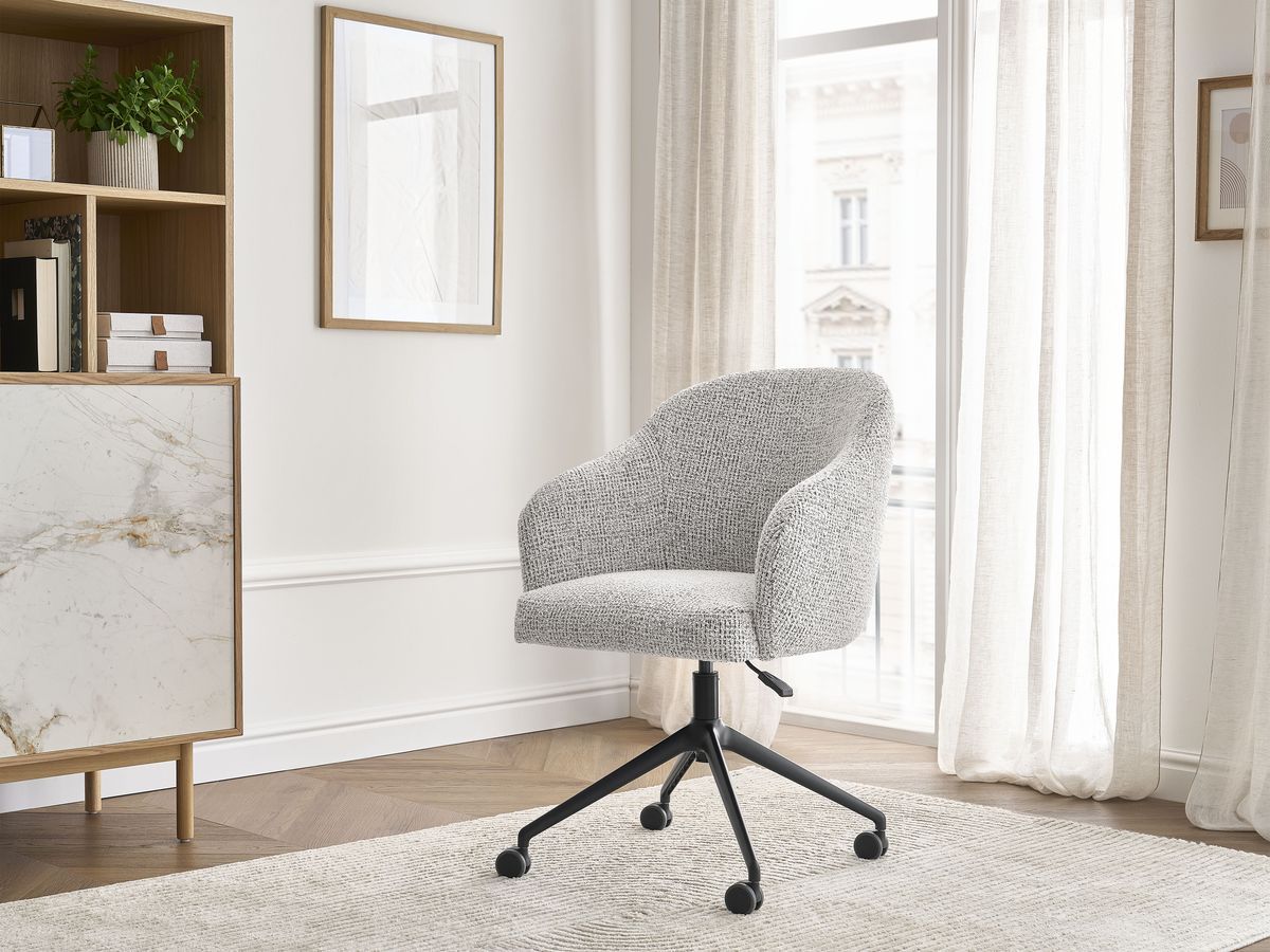 Chaise de bureau SOPHIE BOBOCHIC gris clair en tissu chiné à roulettes — vue 4