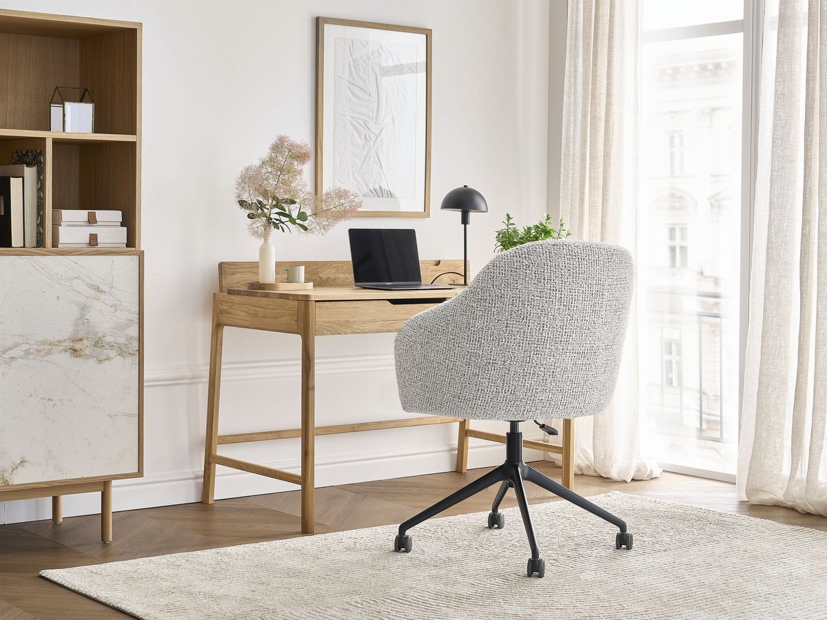 Chaise de bureau SOPHIE BOBOCHIC gris clair en tissu chiné à roulettes — vue 5