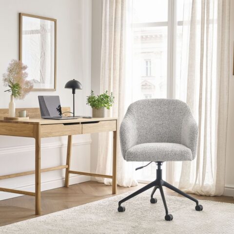 Chaise de bureau SOPHIE BOBOCHIC gris clair en tissu chiné à roulettes
