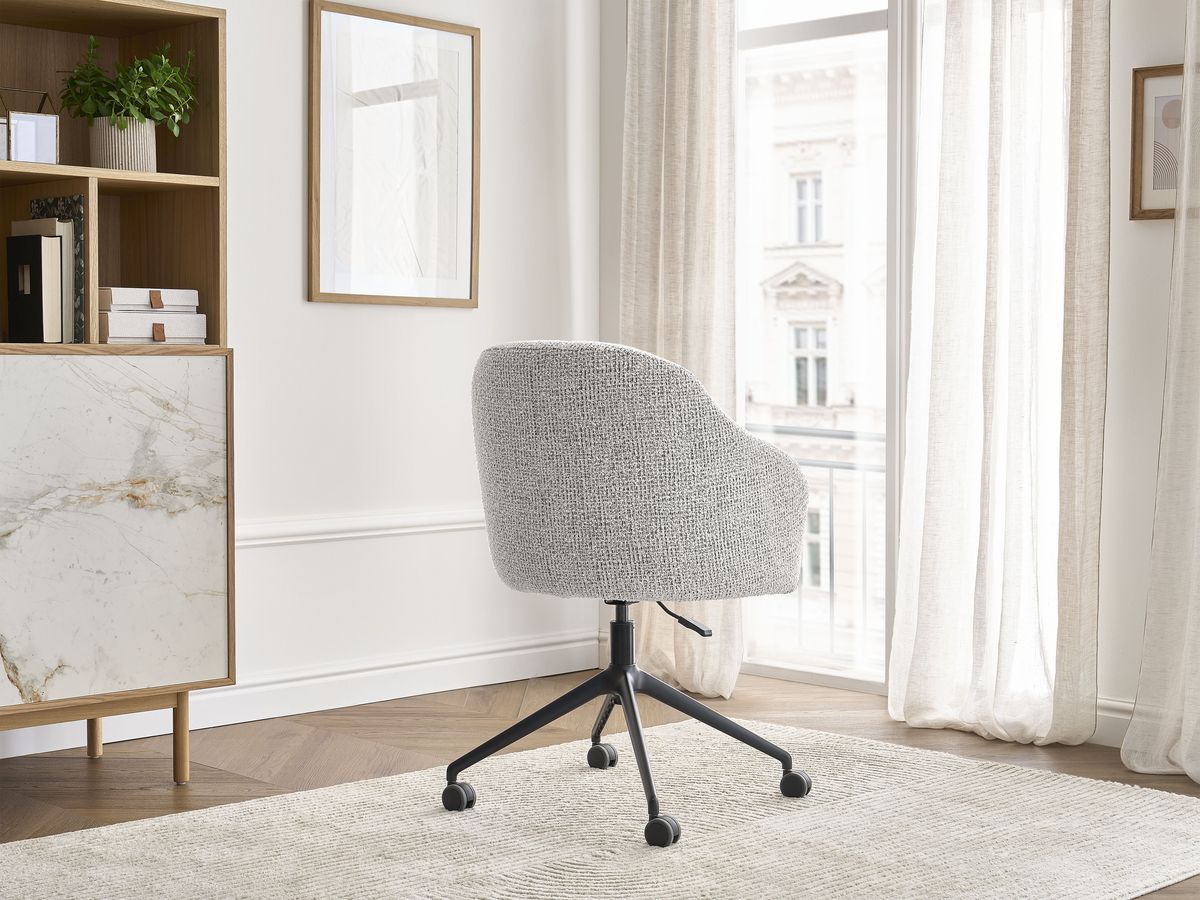 Chaise de bureau SOPHIE BOBOCHIC gris clair en tissu chiné à roulettes — vue 6