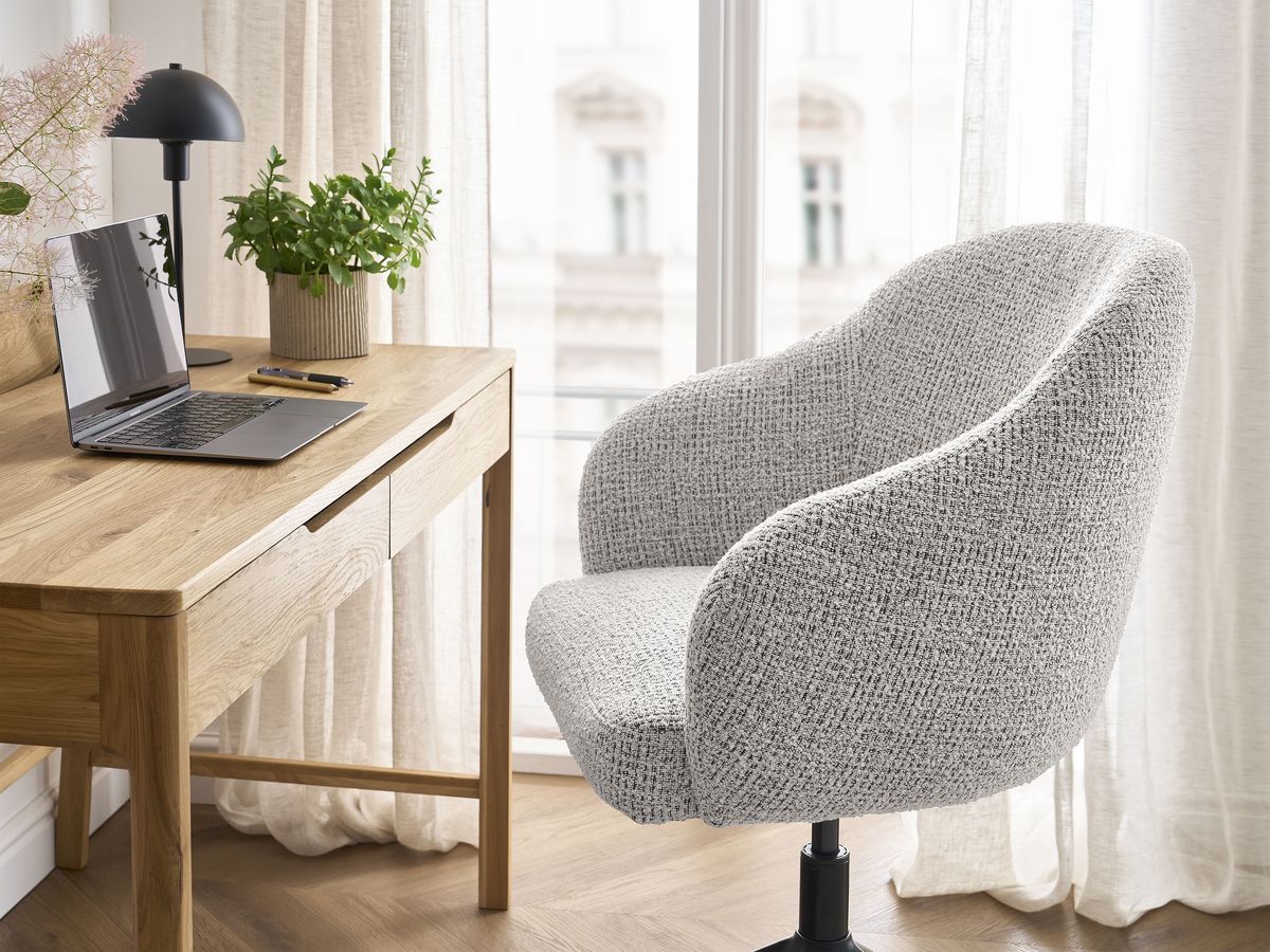 Chaise de bureau SOPHIE BOBOCHIC gris clair en tissu chiné à roulettes — vue 7