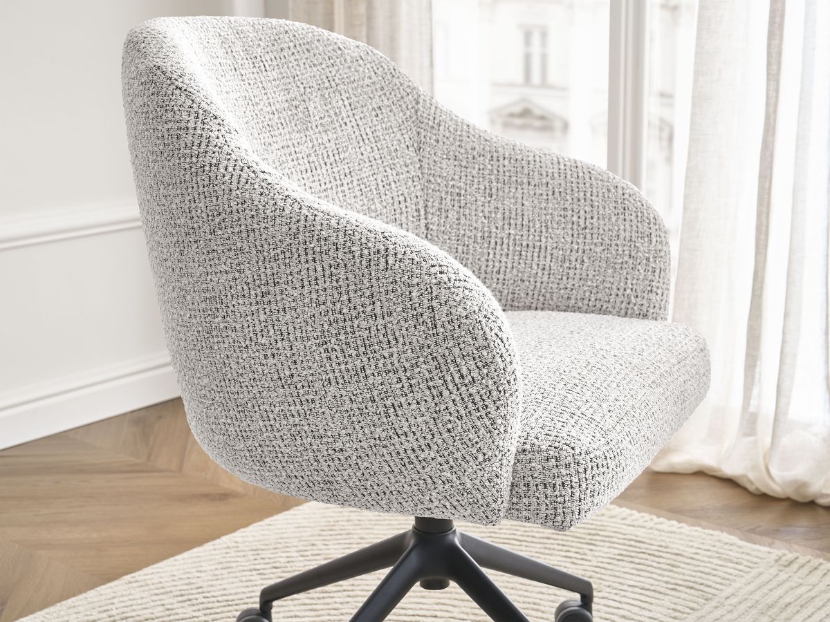 Chaise de bureau SOPHIE BOBOCHIC gris clair en tissu chiné à roulettes — vue 8