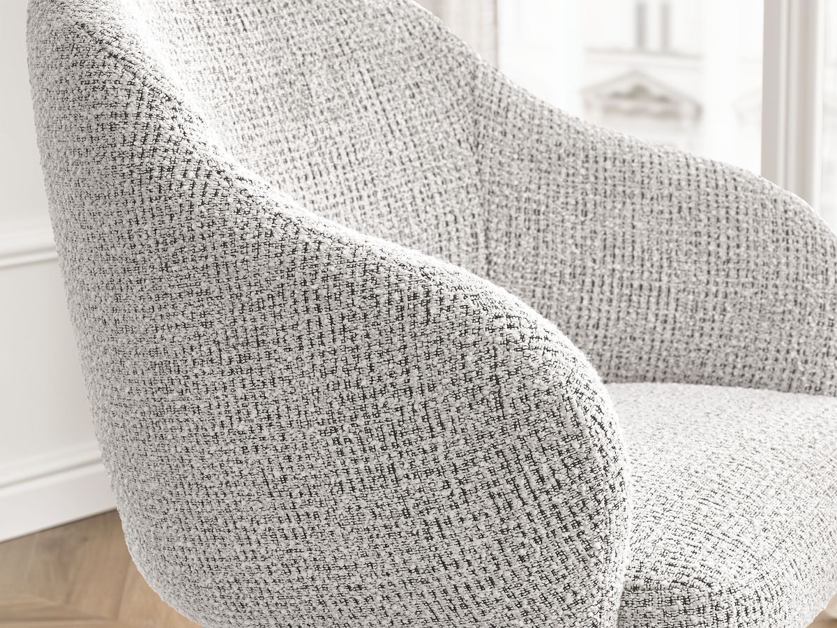 Chaise de bureau SOPHIE BOBOCHIC gris clair en tissu chiné à roulettes — vue 9