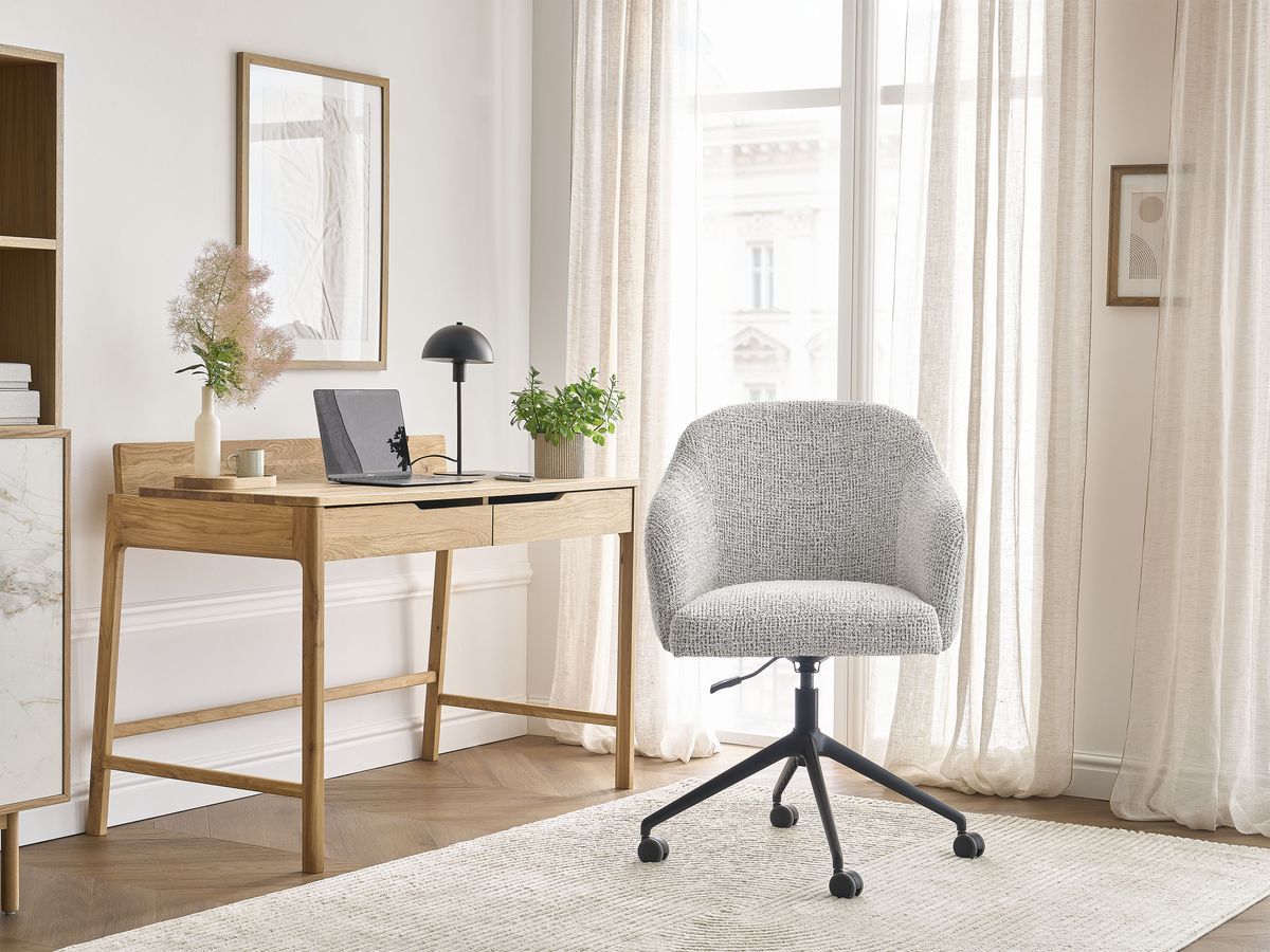 Chaise de bureau SOPHIE BOBOCHIC gris clair en tissu chiné à roulettes