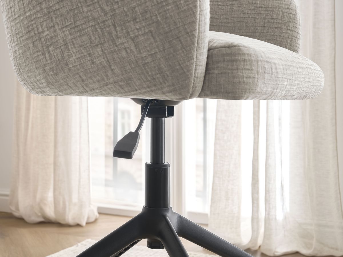 Chaise de bureau BOBOCHIC SOPHIE beige en tissu texturé avec roulettes — vue 11