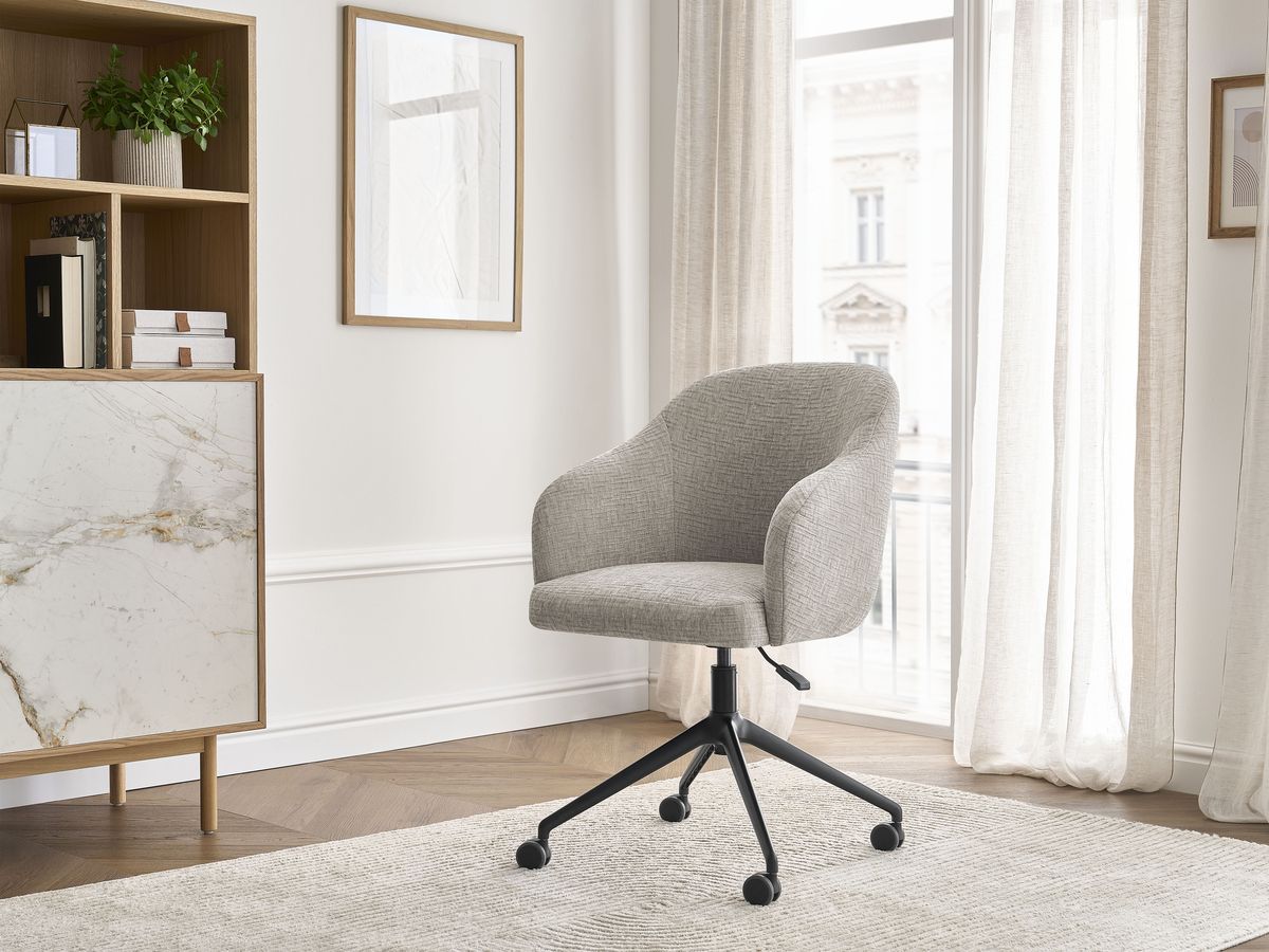 Chaise de bureau BOBOCHIC SOPHIE beige en tissu texturé avec roulettes — vue 4
