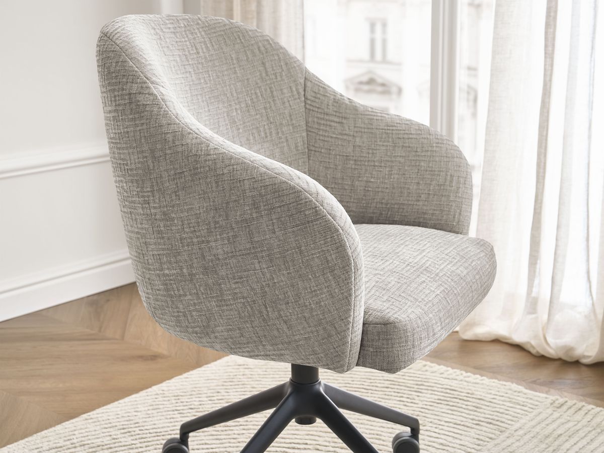 Chaise de bureau BOBOCHIC SOPHIE beige en tissu texturé avec roulettes — vue 8
