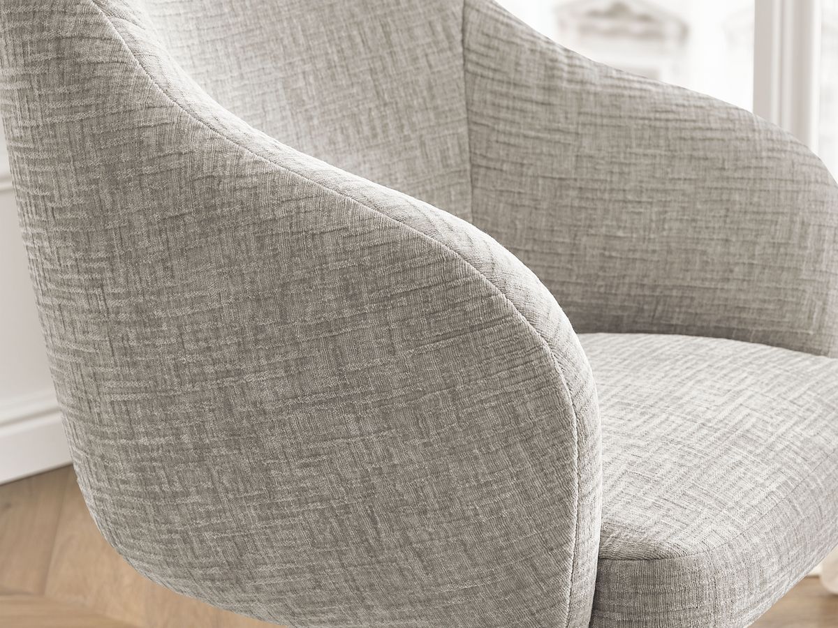 Chaise de bureau BOBOCHIC SOPHIE beige en tissu texturé avec roulettes — vue 9