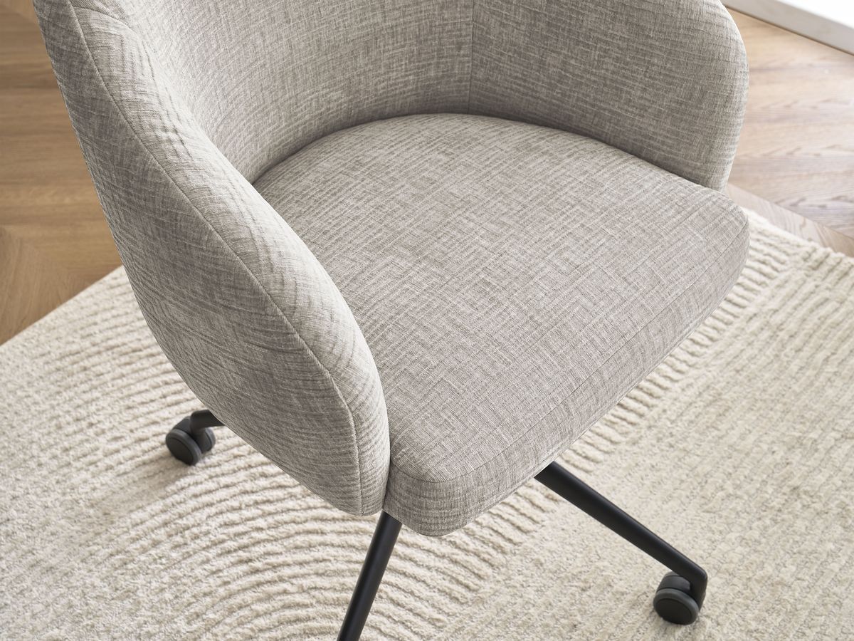 Chaise de bureau BOBOCHIC SOPHIE beige en tissu texturé avec roulettes — vue 10
