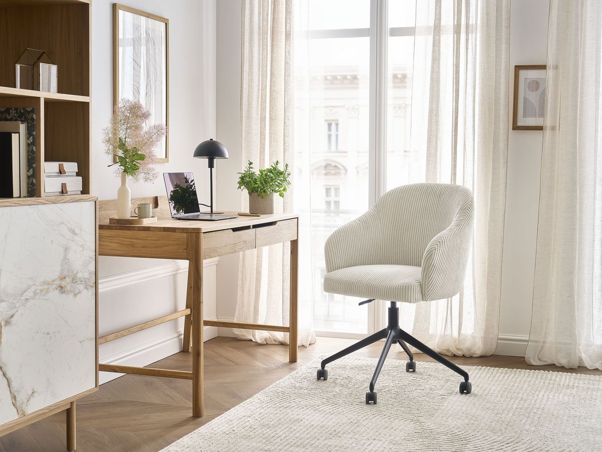 Chaise de bureau SOPHIE BOBOCHIC beige en velours côtelé avec roulettes — vue 2