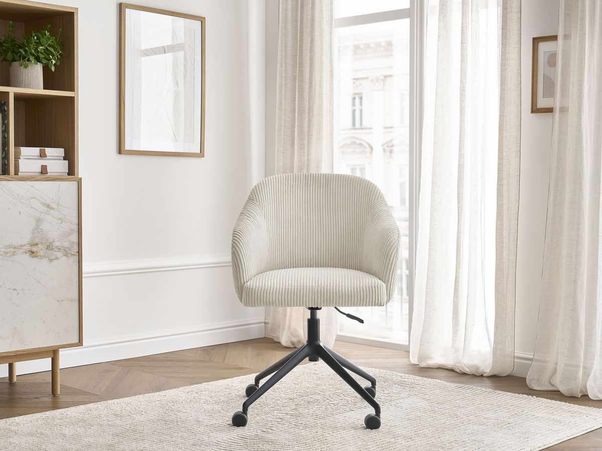 Chaise de bureau SOPHIE BOBOCHIC beige en velours côtelé avec roulettes — vue 3