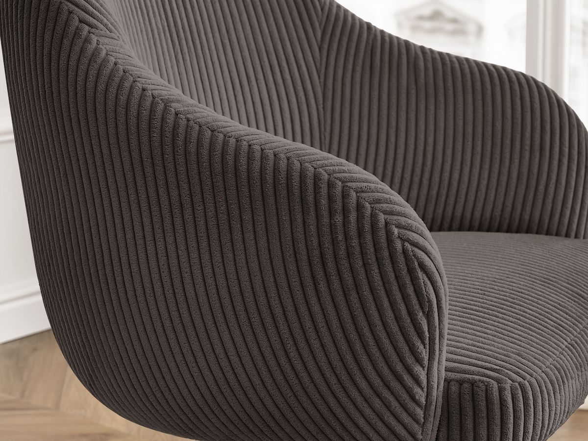 Chaise de bureau SOPHIE BOBOCHIC taupe en velours côtelé avec accoudoirs et roulettes — vue 9