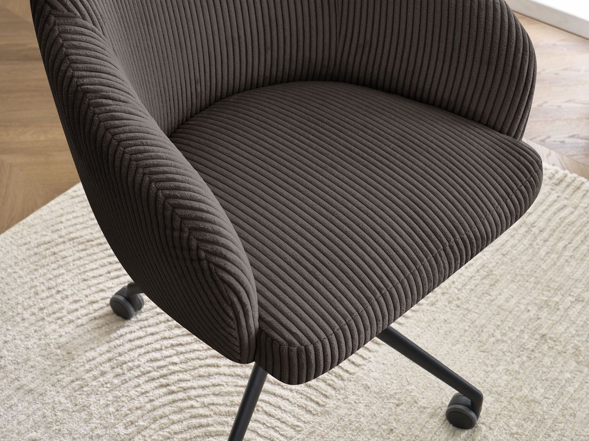 Chaise de bureau SOPHIE BOBOCHIC taupe en velours côtelé avec accoudoirs et roulettes — vue 10