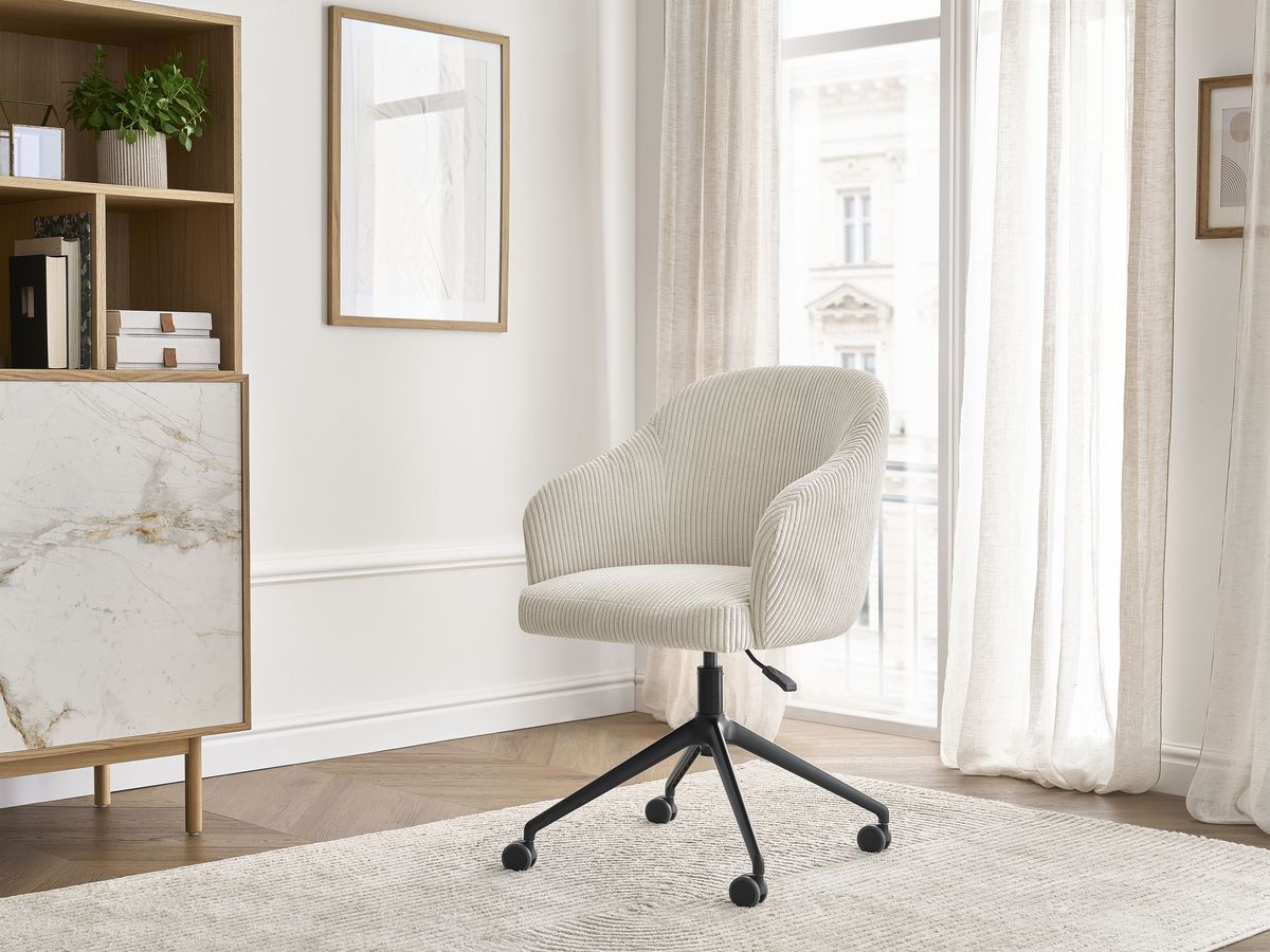 Chaise de bureau SOPHIE BOBOCHIC beige en velours côtelé avec roulettes — vue 4