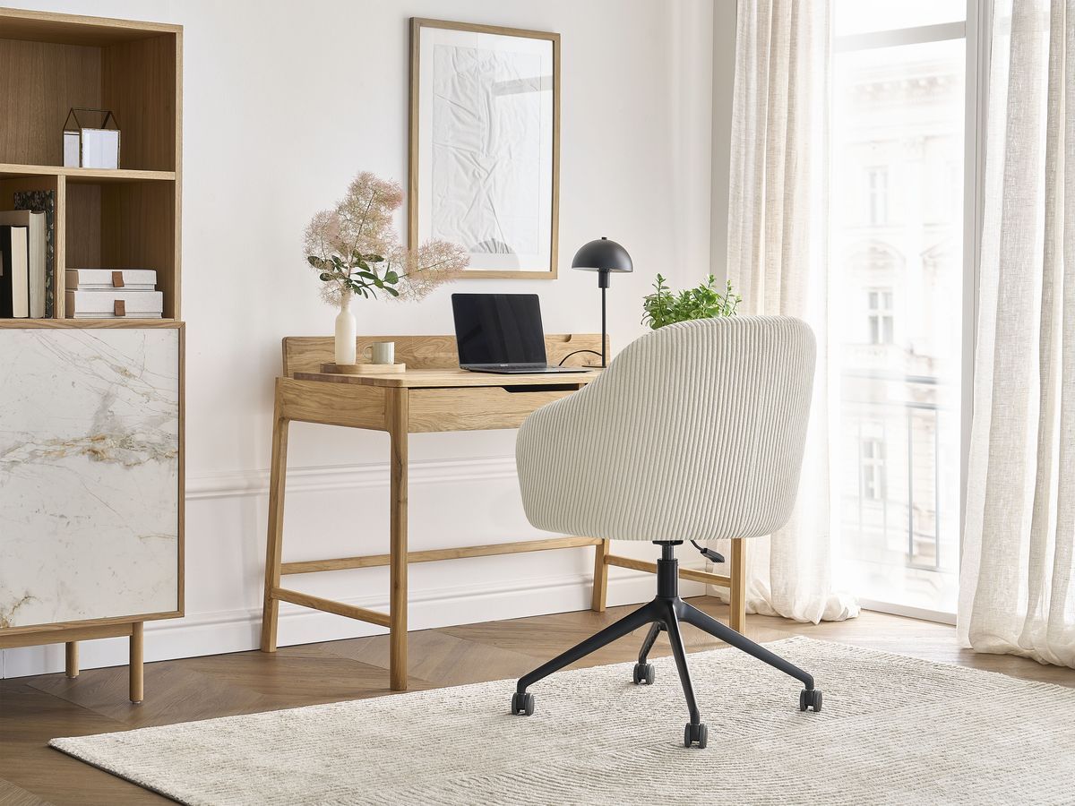 Chaise de bureau SOPHIE BOBOCHIC beige en velours côtelé avec roulettes — vue 5