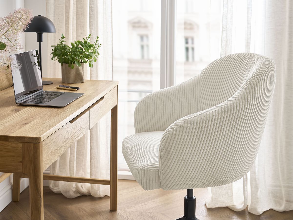 Chaise de bureau SOPHIE BOBOCHIC beige en velours côtelé avec roulettes — vue 7
