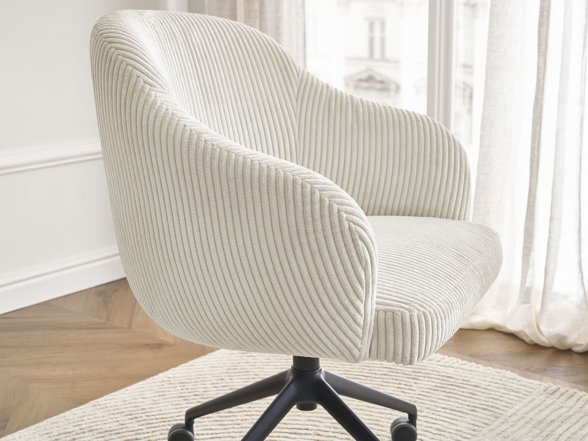 Chaise de bureau SOPHIE BOBOCHIC beige en velours côtelé avec roulettes — vue 8