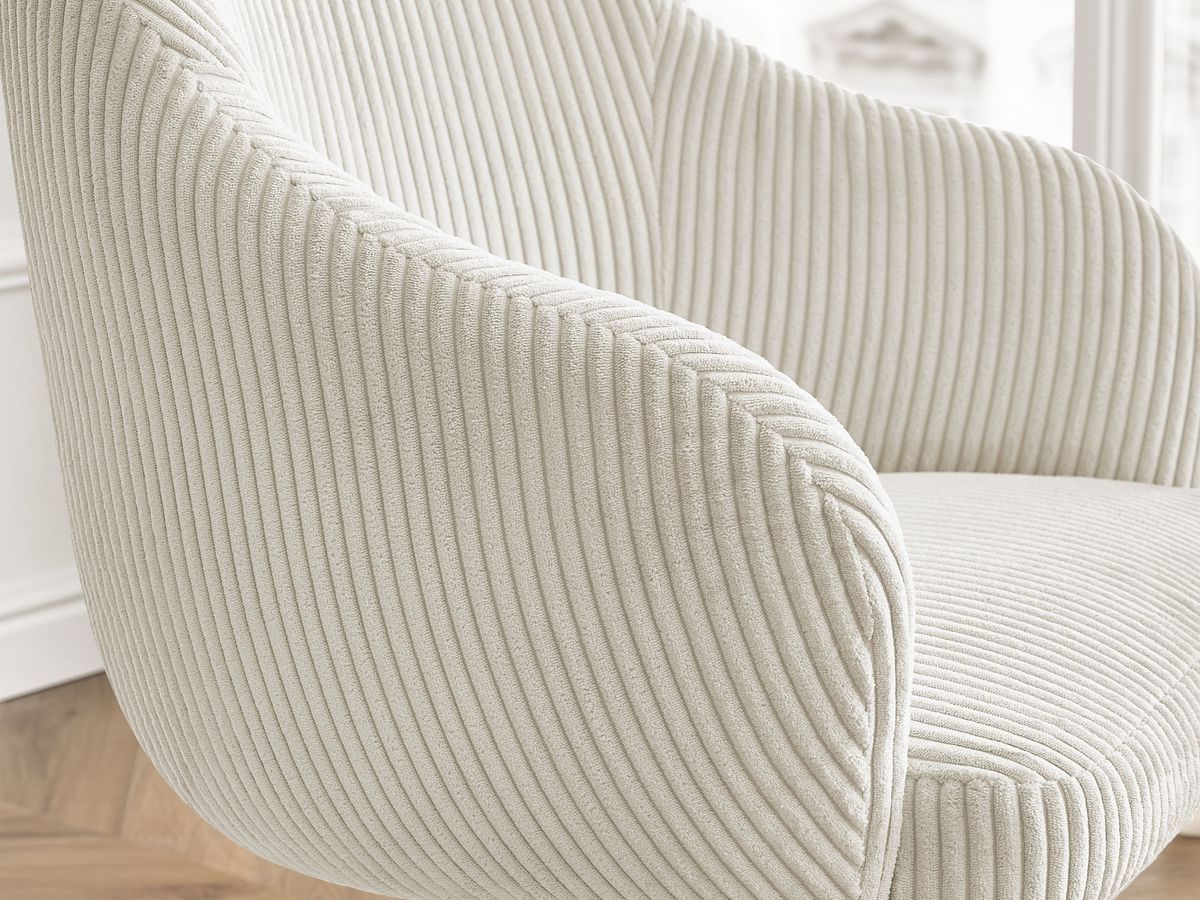 Chaise de bureau SOPHIE BOBOCHIC beige en velours côtelé avec roulettes — vue 9