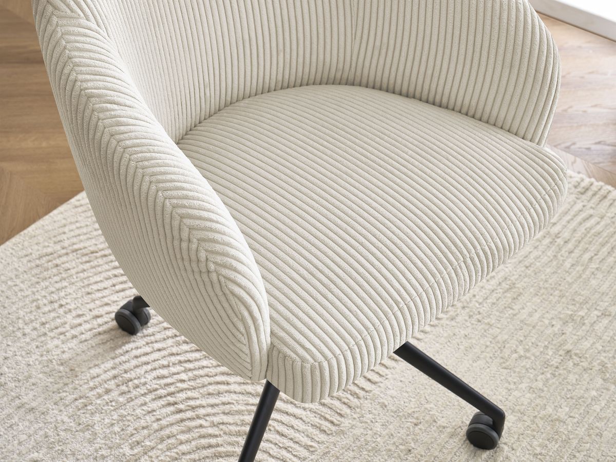 Chaise de bureau SOPHIE BOBOCHIC beige en velours côtelé avec roulettes — vue 10