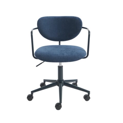 Chaise de bureau Pantone en tissu bleu nuit avec assise rembourrée et roulettes