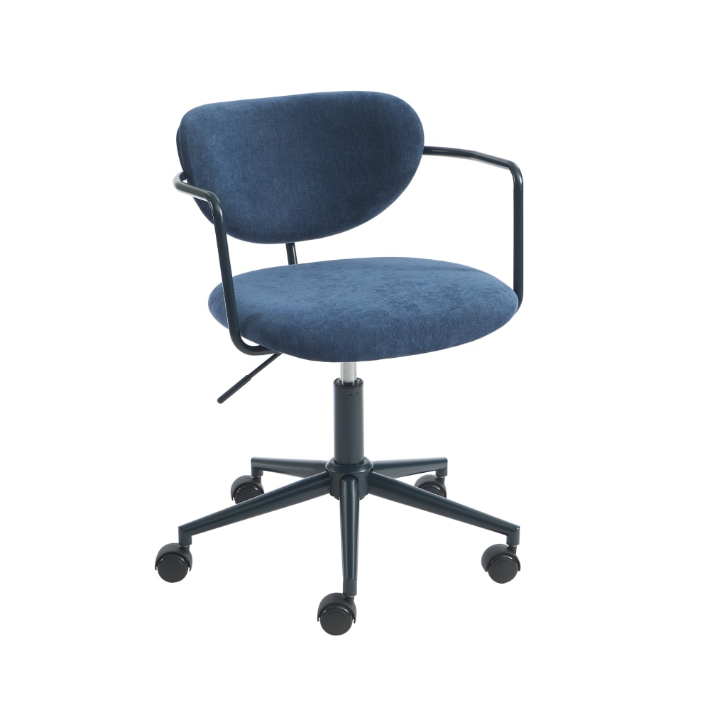 Chaise de bureau Pantone en tissu bleu nuit avec assise rembourrée et roulettes — vue 6