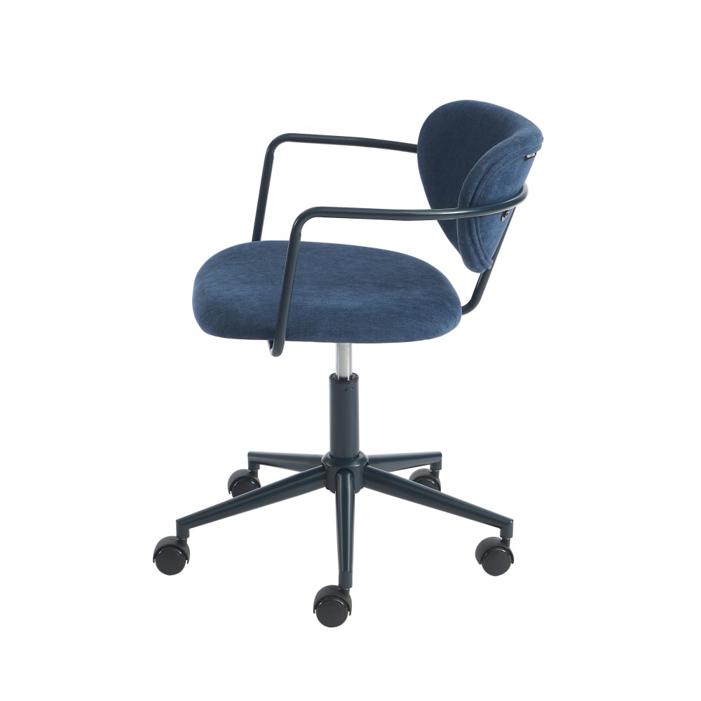Chaise de bureau Pantone en tissu bleu nuit avec assise rembourrée et roulettes — vue 7
