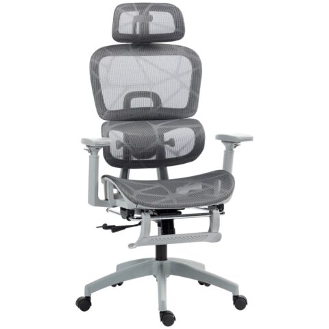 Fauteuil de bureau Homcom gris en maille avec accoudoirs réglables