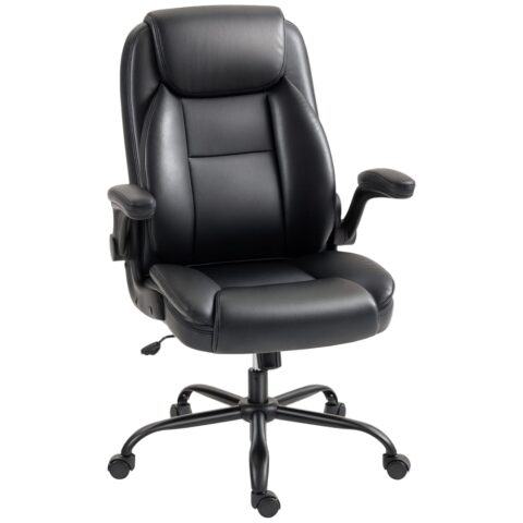 Fauteuil de bureau Homcom noir avec accoudoirs relevables et assise rembourrée