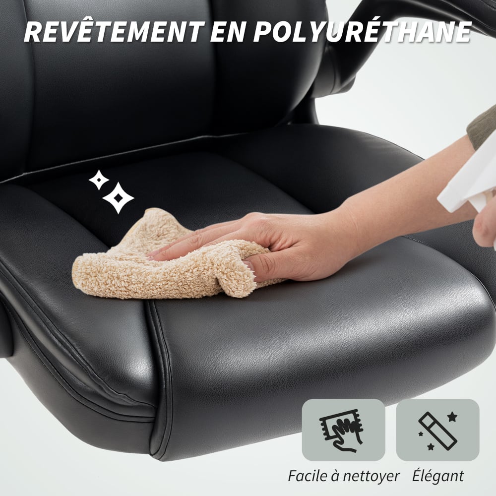 Fauteuil de bureau Homcom noir avec accoudoirs relevables et assise rembourrée — vue 6
