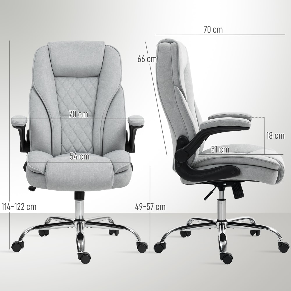 Fauteuil de bureau Homcom gris en velours avec accoudoirs relevables — vue 4