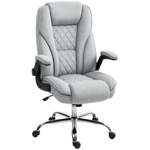 Fauteuil de bureau Homcom gris en velours avec accoudoirs relevables