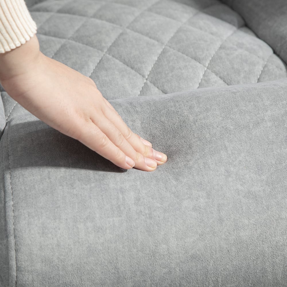 Fauteuil de bureau Homcom gris en velours avec accoudoirs relevables — vue 6