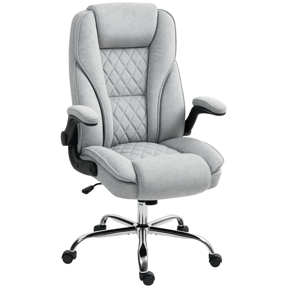 Fauteuil de bureau Homcom gris en velours avec accoudoirs relevables