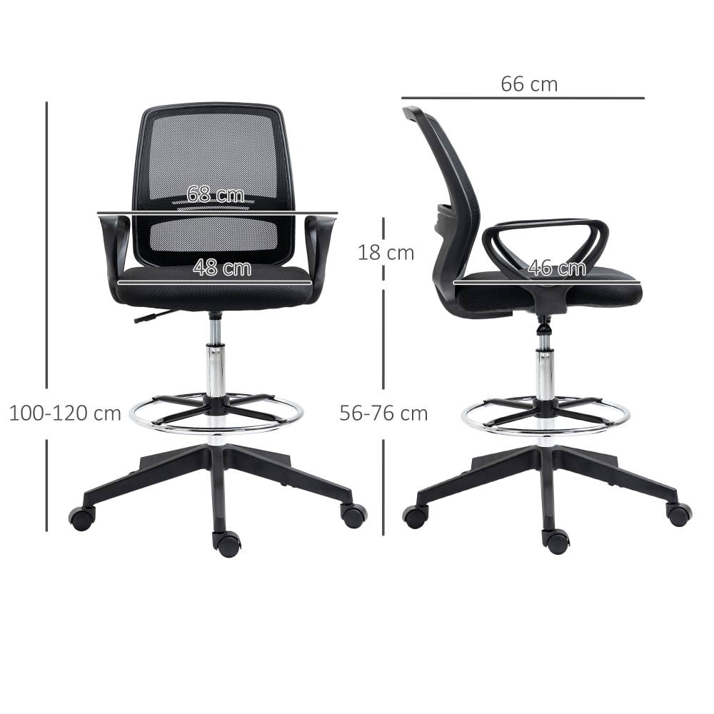 Fauteuil de bureau Vinsetto noir avec dossier en maille et repose-pieds — vue 4