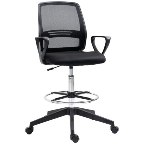 Fauteuil de bureau Vinsetto noir avec dossier en maille et repose-pieds