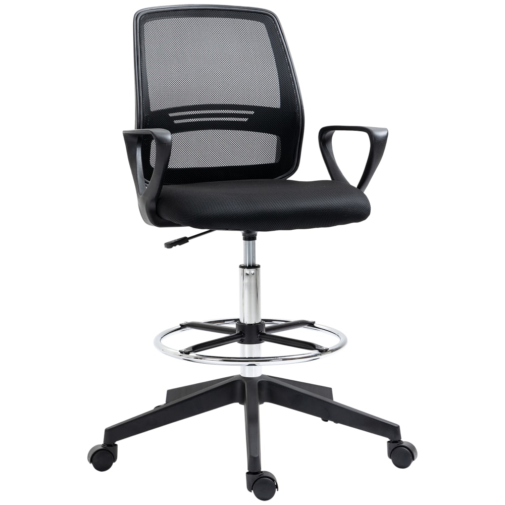 Fauteuil de bureau Vinsetto noir avec dossier en maille et repose-pieds
