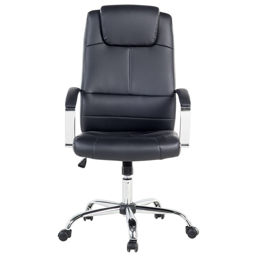 Fauteuil de bureau Beliani noir en cuir PU avec appui-tête coussiné — vue 3