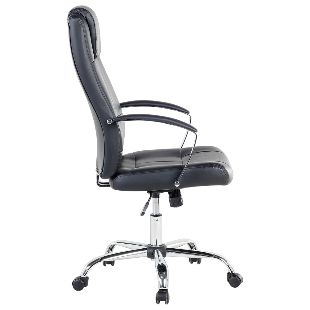 Fauteuil de bureau Beliani noir en cuir PU avec appui-tête coussiné — vue 4